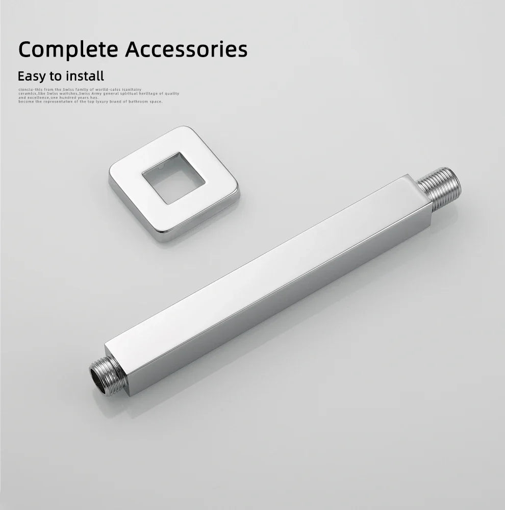 Ciencia 304 Stainless Steel Square Shower Arm G1/2 Bathroom Shower Arm Wall Mounted for Fixed Rain Shower Head