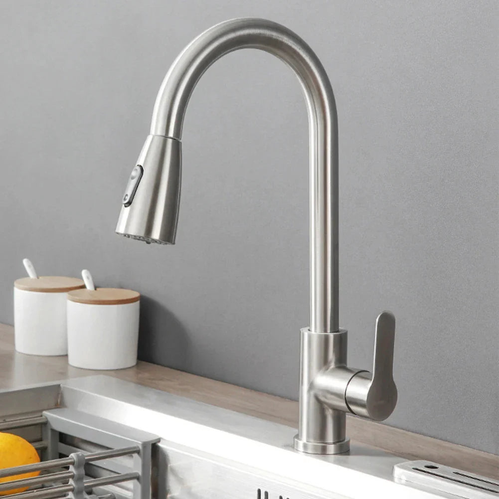 2025New Modern Stainless Steel 360° Rotating Telescopic Faucet Stainles Steel Is More Durable Kitchen Sink Bathroom Basin Faucet
