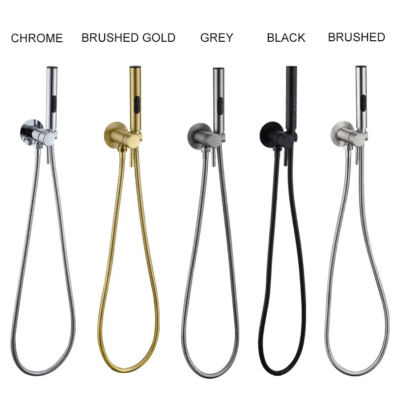 Brass Bidet Faucet 304Stainless Steel Portable Toilet Bidet Sprayer Set Toilet Faucet Hygienic Shower Hot Cold Water Shoer Head