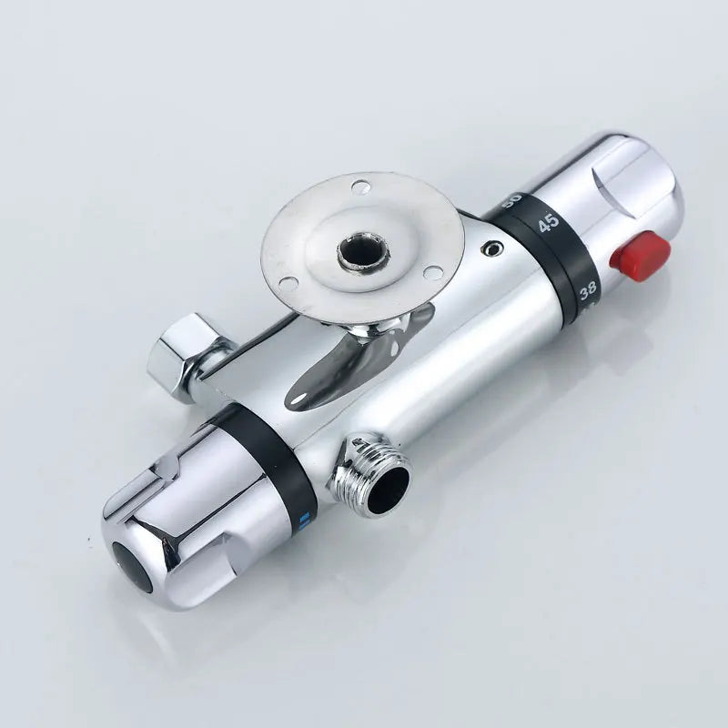 Chrome Brass Thermostatic Shower Faucet Mixer Valve Dual Handle Temperature Control Valve Bathroom Bathtub Tap Wall Mounted G1/2