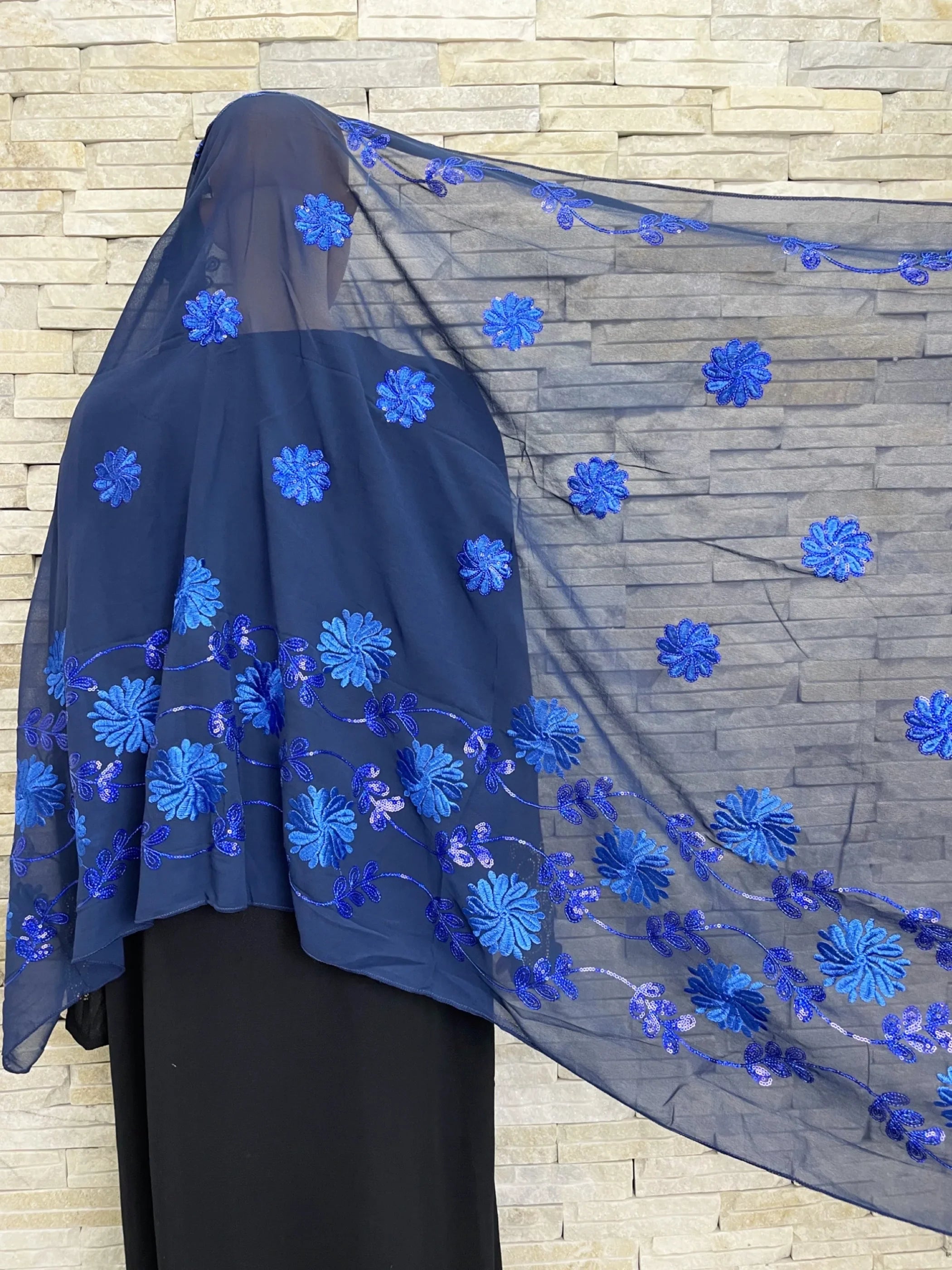 2023 Latest African Spring Women Scarf Chiffon Sequin Embroidered Ramadan Hijab Shawl Fashionable Casual Diamond  Headscarf