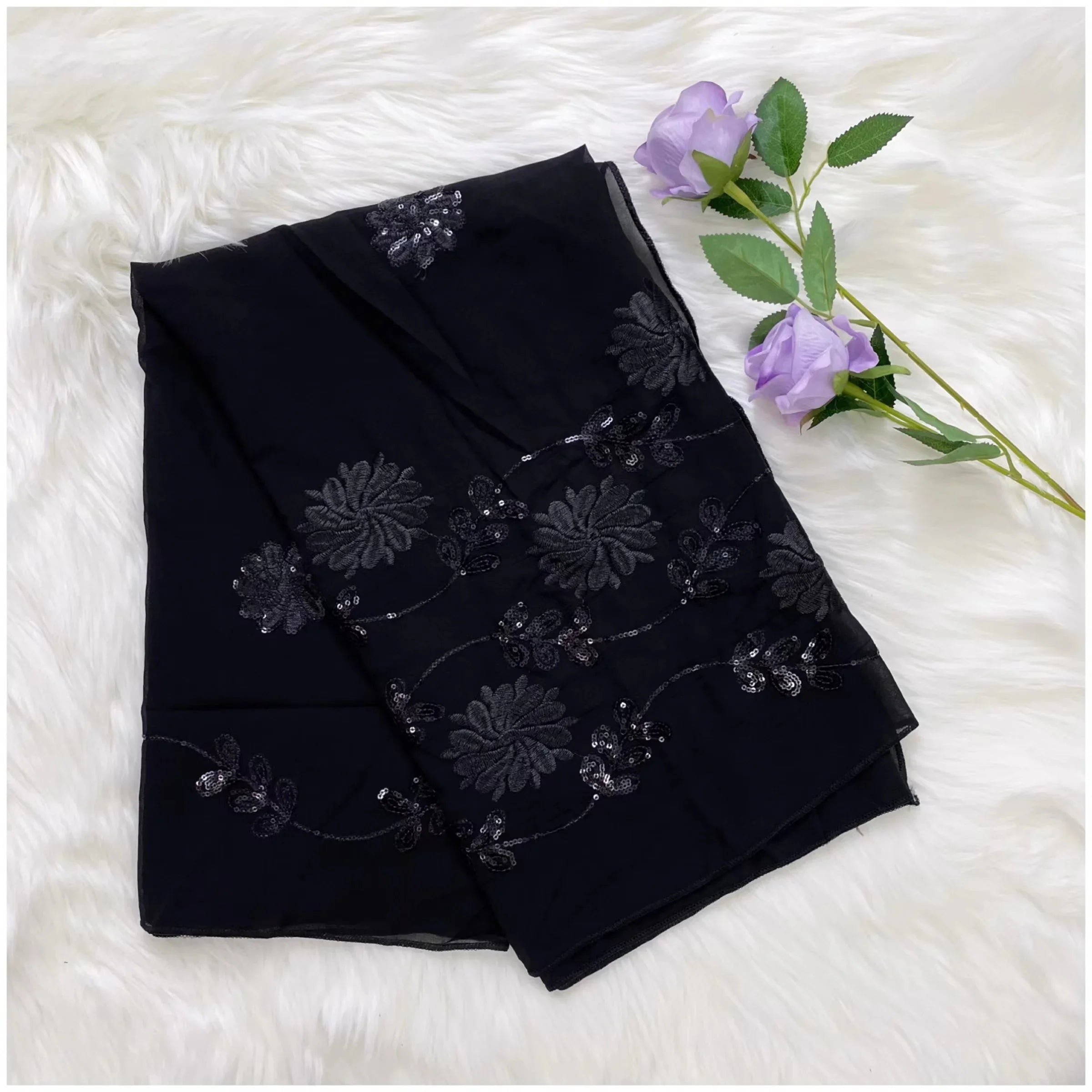 2023 Latest African Spring Women Scarf Chiffon Sequin Embroidered Ramadan Hijab Shawl Fashionable Casual Diamond  Headscarf