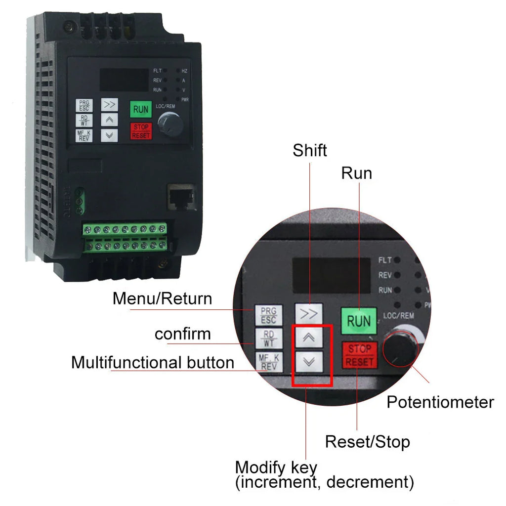 0.75-7.5KW VFD Solar Inverter 3P DC 200-400V Input 220V Output Frequency Converter Water Pump Driver MTTP Speed Control