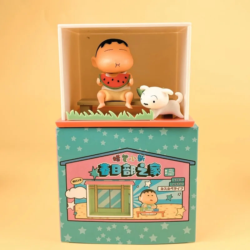 Crayon Shin chan Anime Characters Spring Home Series Blind Box Characters Fashion Cute Car Decoration Model Toys Authentic Gifts