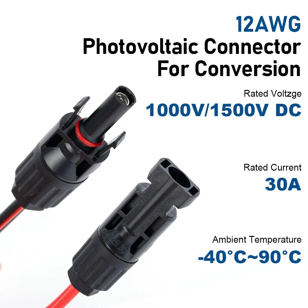 10AWG 12AWG XT60 Anti Spark Solar Cable PV Connector Wire for LiPo Battery Solar Power System - Durable PV Connector