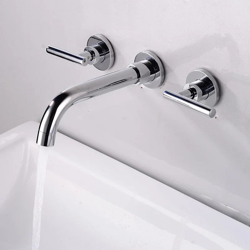 BAKALA Brass Matte Black Bathroom Sink Faucet Tap Hot Cold Wash Basin Water Swivel Spout Wall Mounted Bath Mixer