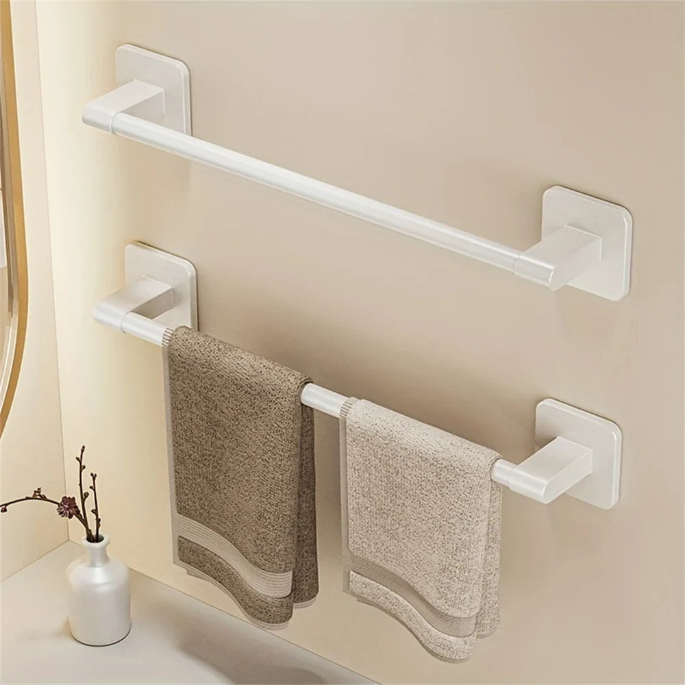 1 Piece Of Bathroom Facilities White Non-Perforated Wall-Mounted Bathroom Towel Bar Size 40-60cm Storage Rack Towel Rack