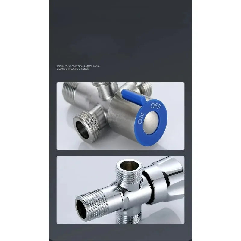 Bathroom Connector for Toilet Basin Water Heater G1/2 Stainless Steel Angle Valve Thread Triangle Valve Hot and Cold Water Valve