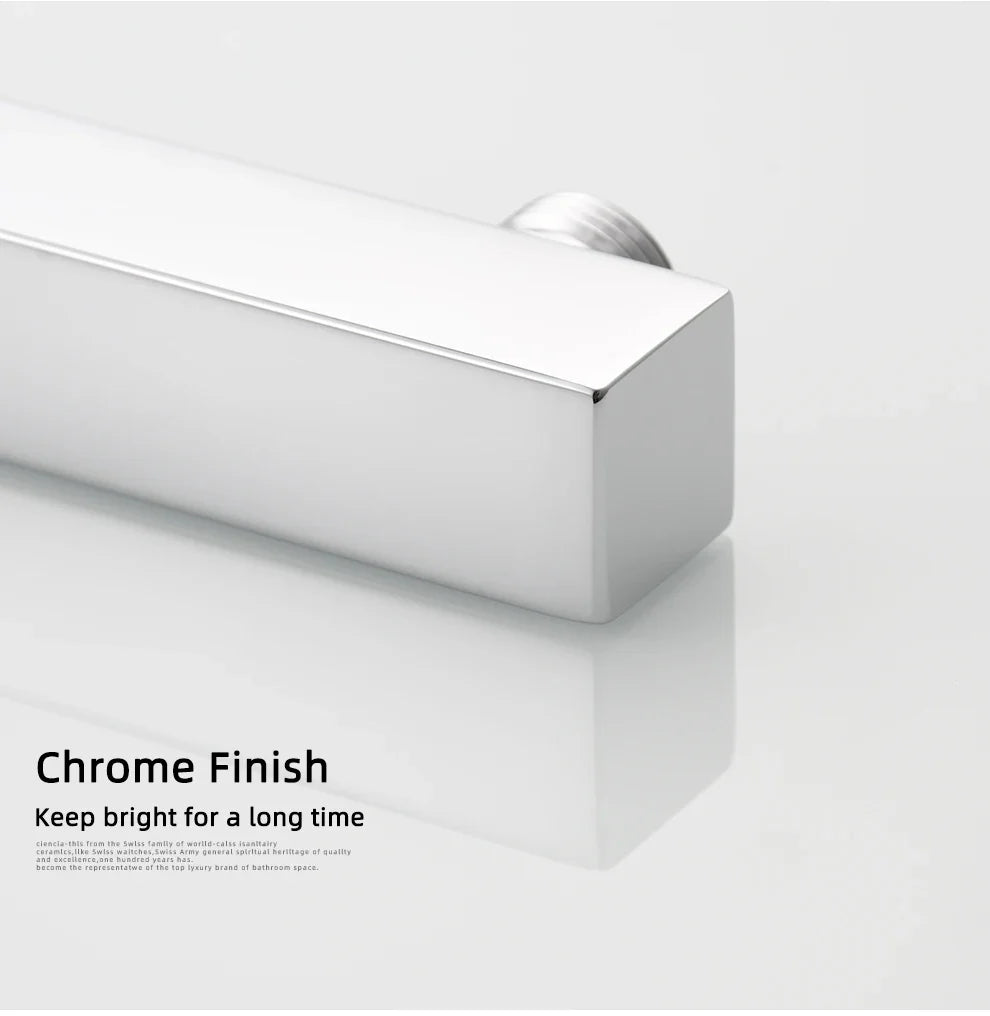 Ciencia 304 Stainless Steel Square Shower Arm G1/2 Bathroom Shower Arm Wall Mounted for Fixed Rain Shower Head