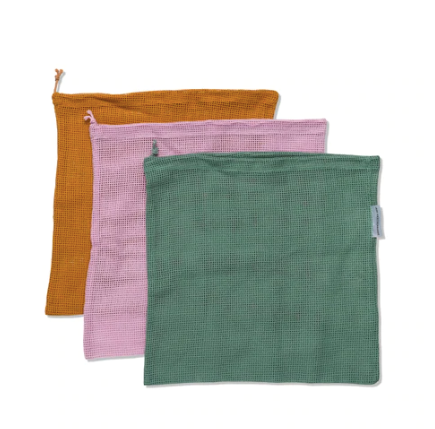 Reusable Produce Bags - Rust, Lilac, & Hunter