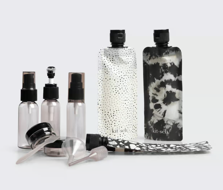 Refillable Ultimate Travel 11pc Set - Black & Ivory