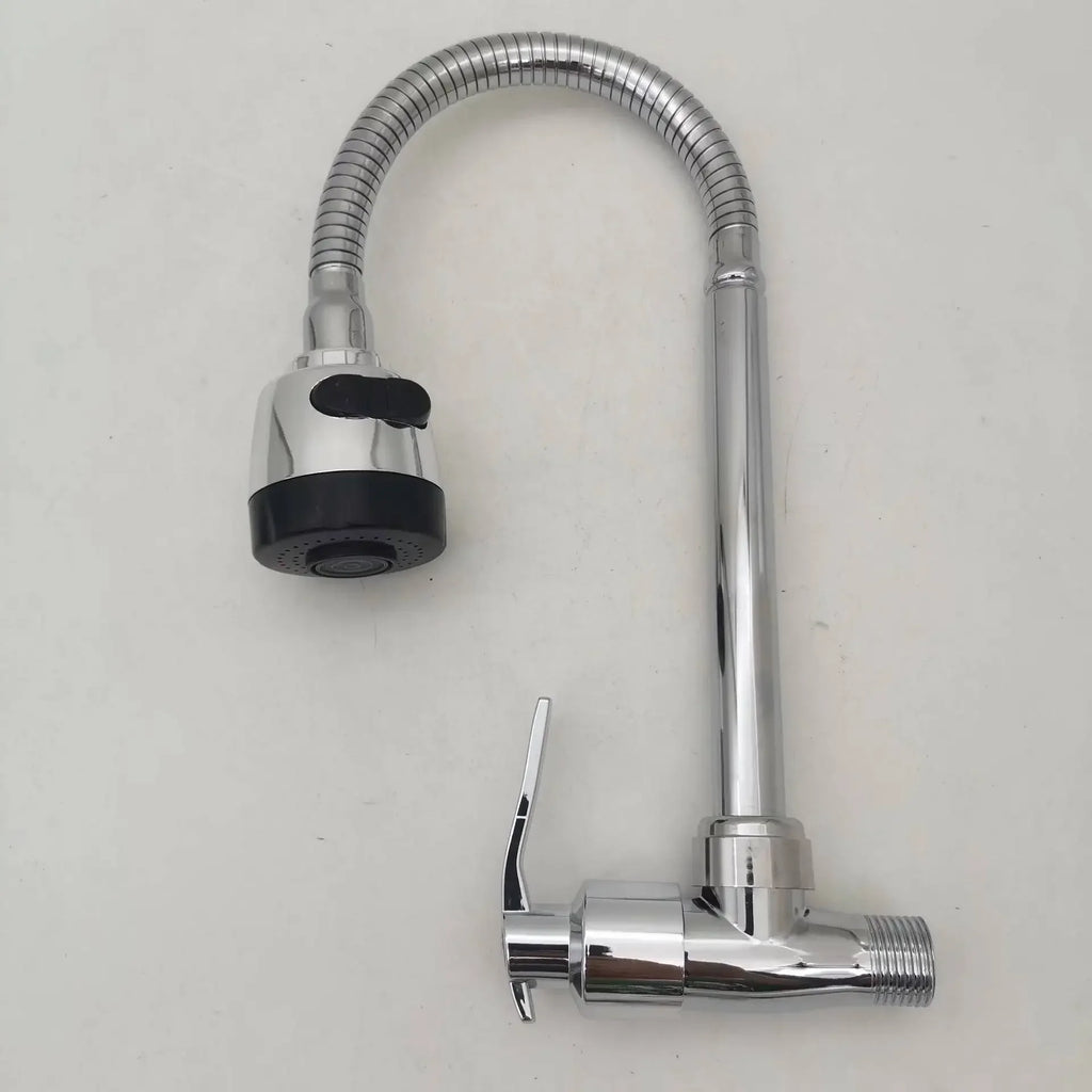 360° Kitchen Wall Mounted Faucet Single Cold Universal Vegetable Basin Faucet Bathroom Stainless Steel Sink Balcony Faucet