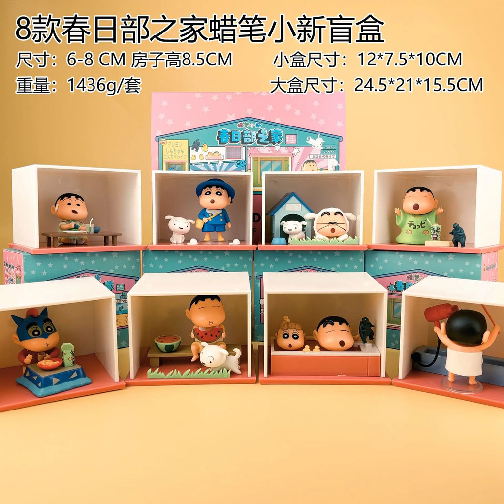 Crayon Shin chan Anime Characters Spring Home Series Blind Box Characters Fashion Cute Car Decoration Model Toys Authentic Gifts