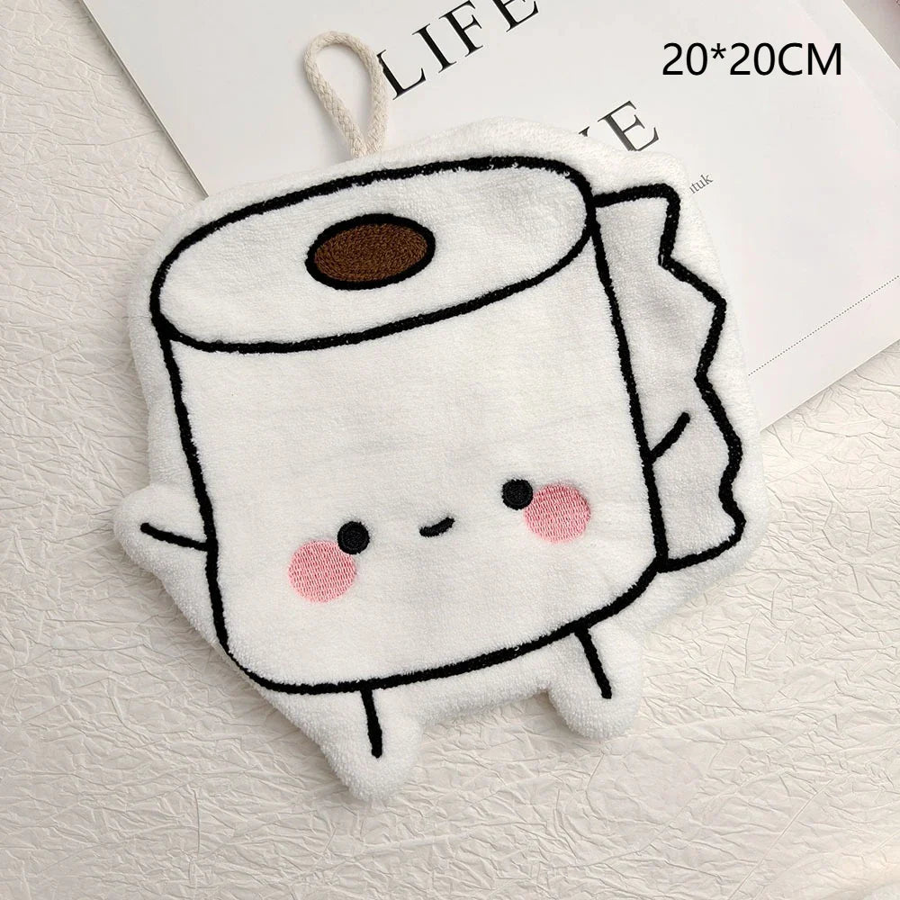 Cute Poop Toilet Paper Shaped Hand Towels Hanging Bathroom Decor for Quick Drying Home Furnishings