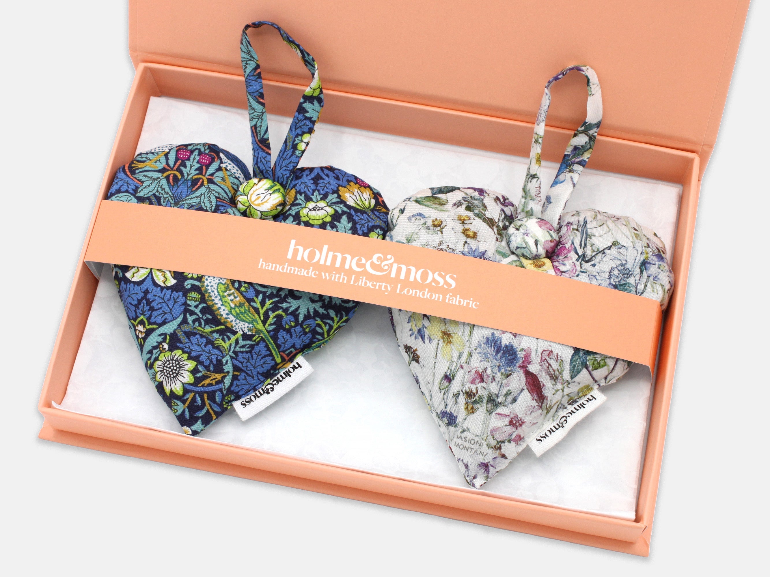 Lavender Heart Gift Box, Liberty Print Strawberry Fields Collection, Set of Two