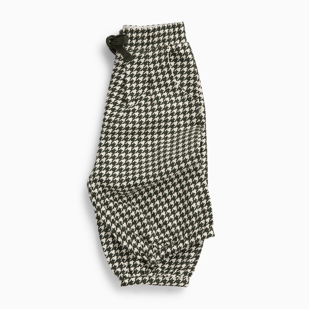 KIDLY by MORI Barrel Leg Houndstooth Trousers