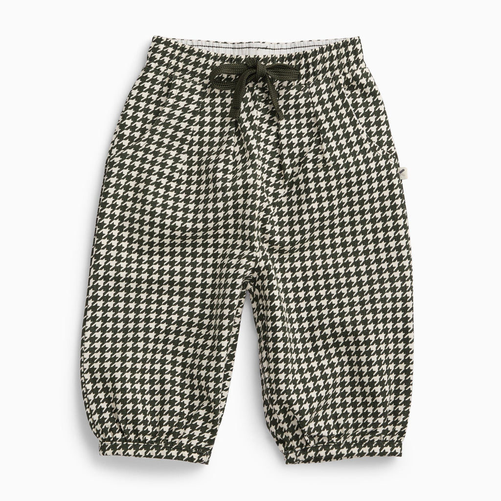 KIDLY by MORI Barrel Leg Houndstooth Trousers