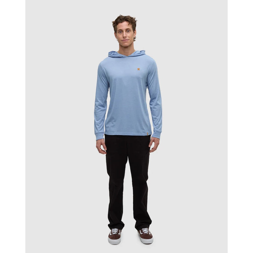 TENTREE - BAKER HOODED LONGSLEEVE TEE | Lakeside Blue Heather