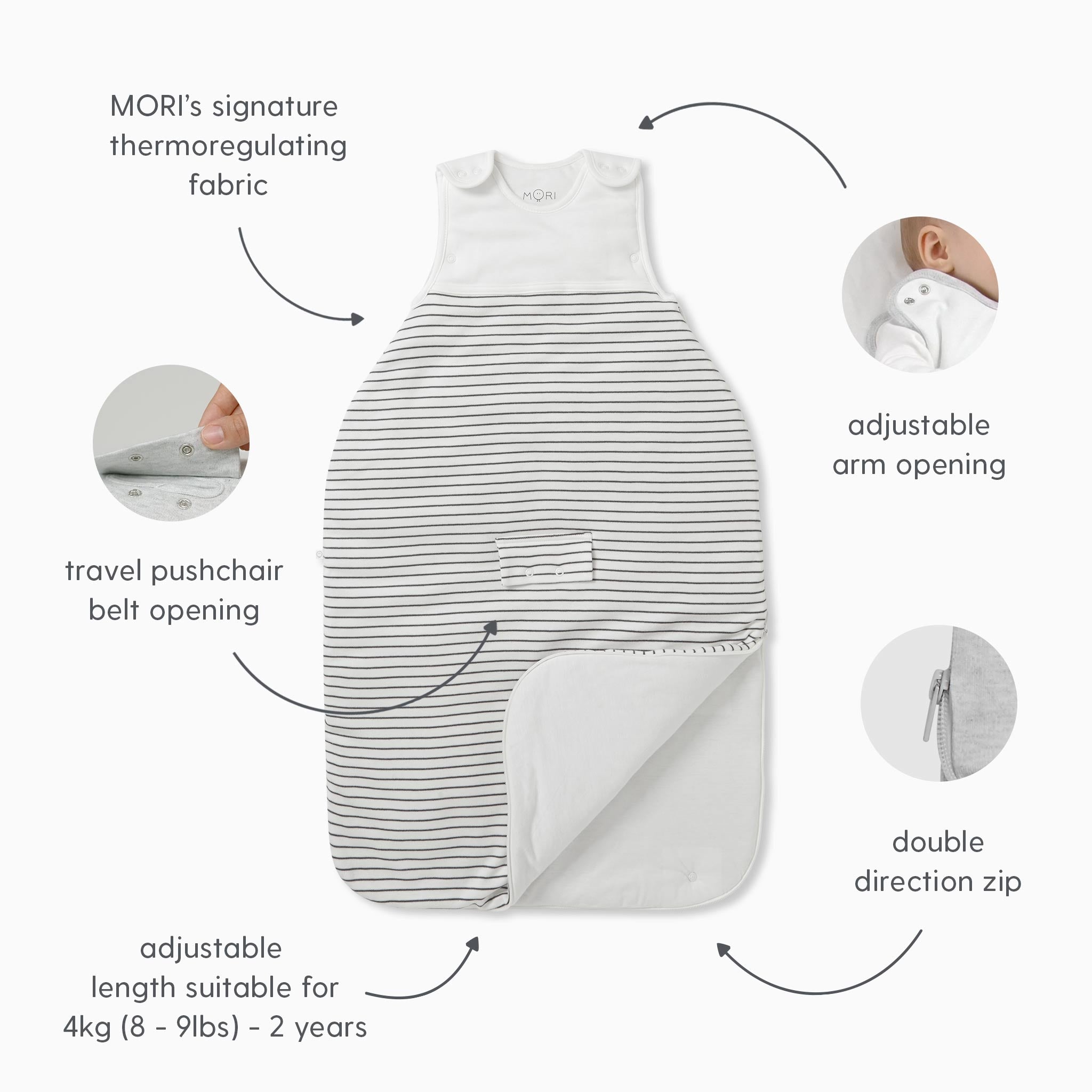 Coral Stripe Clever Sleeping Bag 0.5 TOG