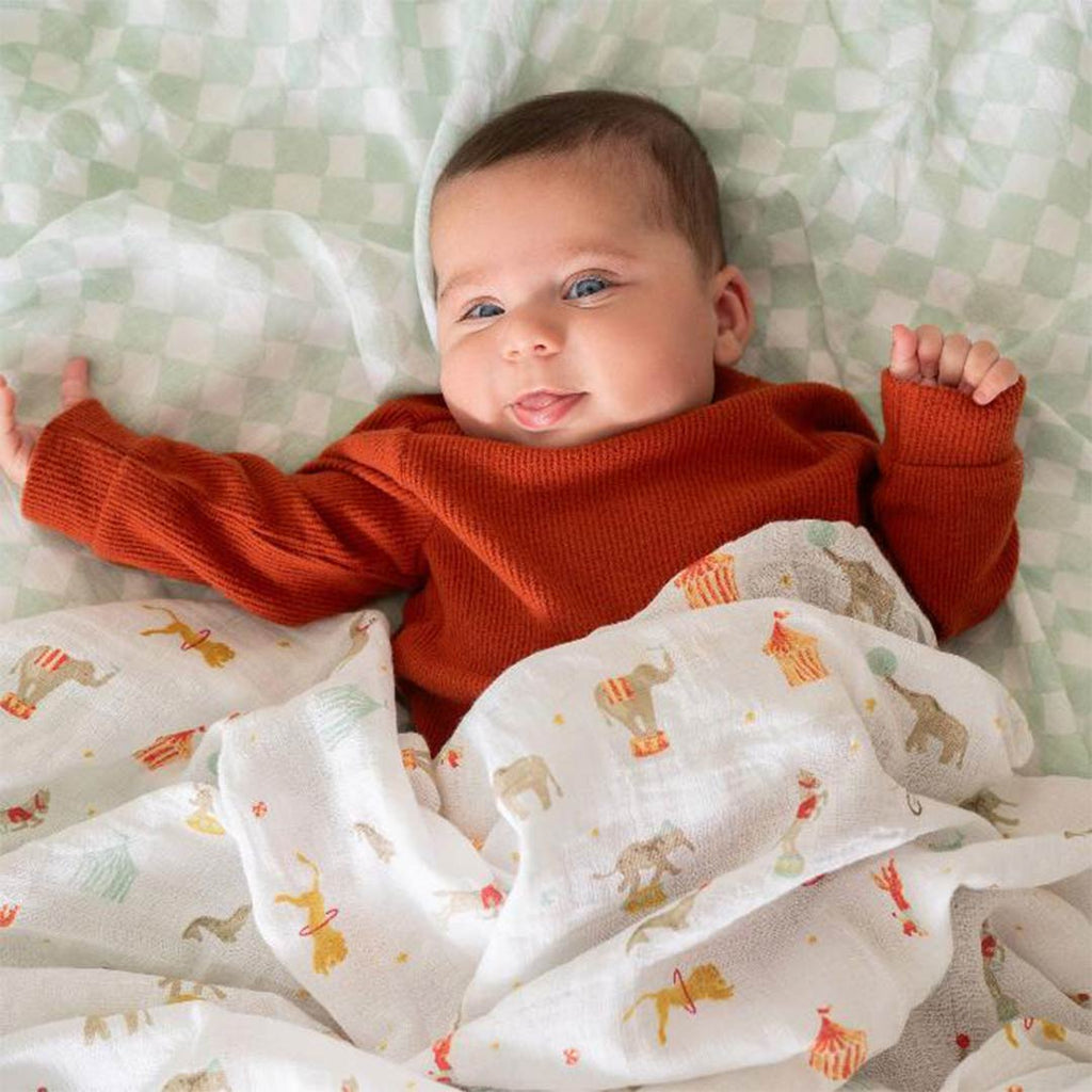 aden + anais Essentials Cotton Muslin Swaddle Blankets - 2 Pack - Elephant Circus