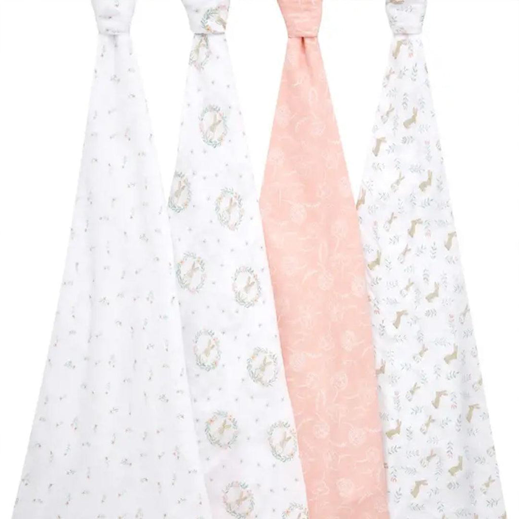 aden + anais Essentials Cotton Muslin Swaddles - 4 Pack - Blushing Bunnies