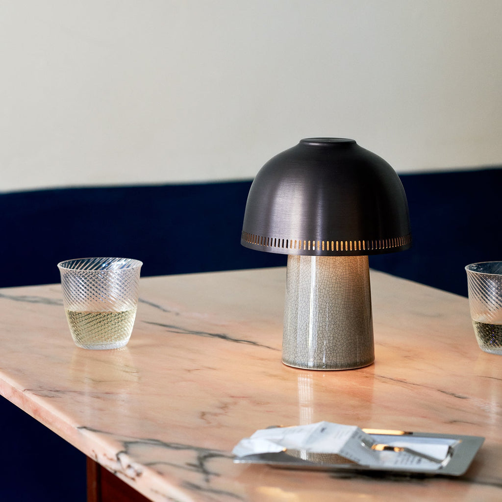 &tradition | raku portable lamp | beige grey + bronzed