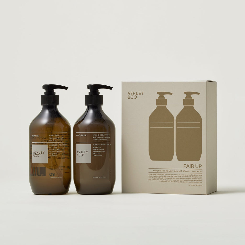 ashley + co | pair up hand + body care set | bubbles + polkadots