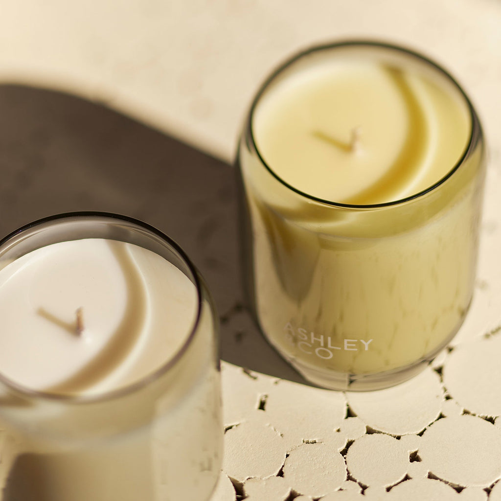 ashley + co | waxed perfume scented candle | bubbles + polkadots