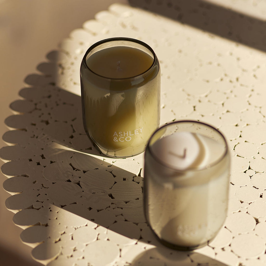 ashley + co | waxed perfume scented candle | bubbles + polkadots