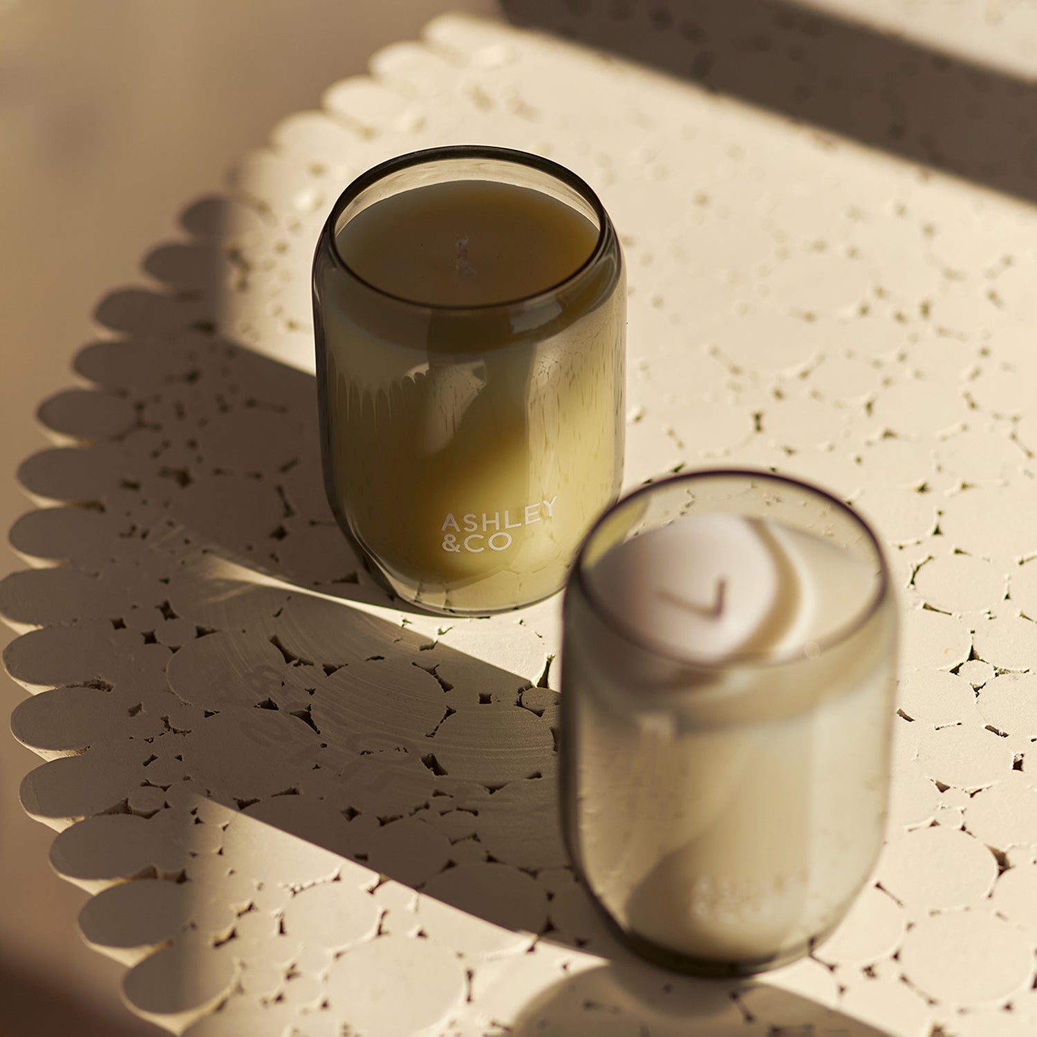 ashley + co | waxed perfume scented candle | bubbles + polkadots