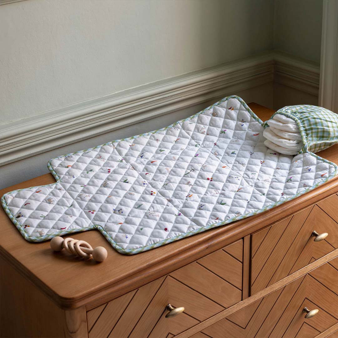 Avery Row Cotton Travel Baby Changing Mat - Greenhouse Gingham