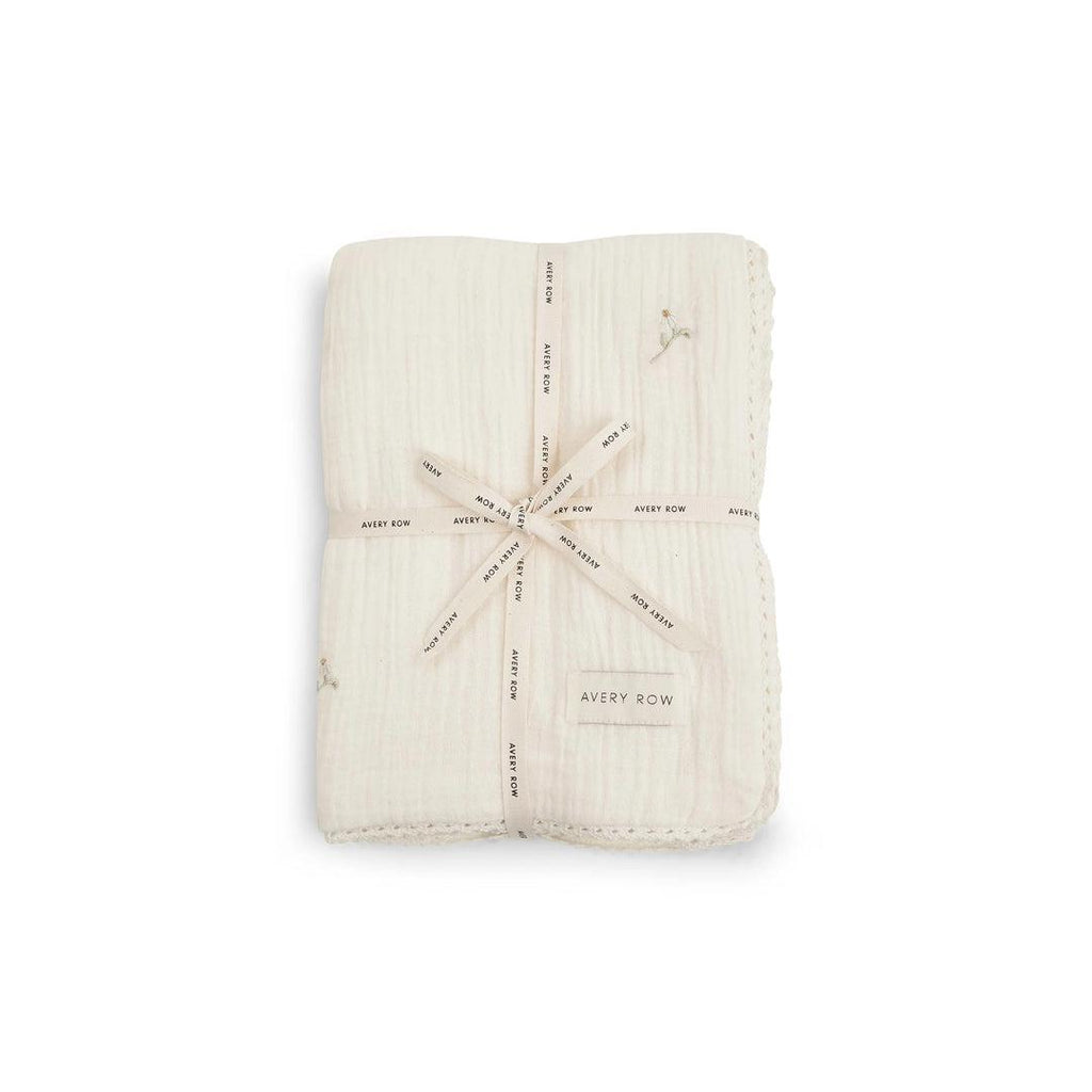 Avery Row Embroidered Muslin Blanket - Wild Chamomile