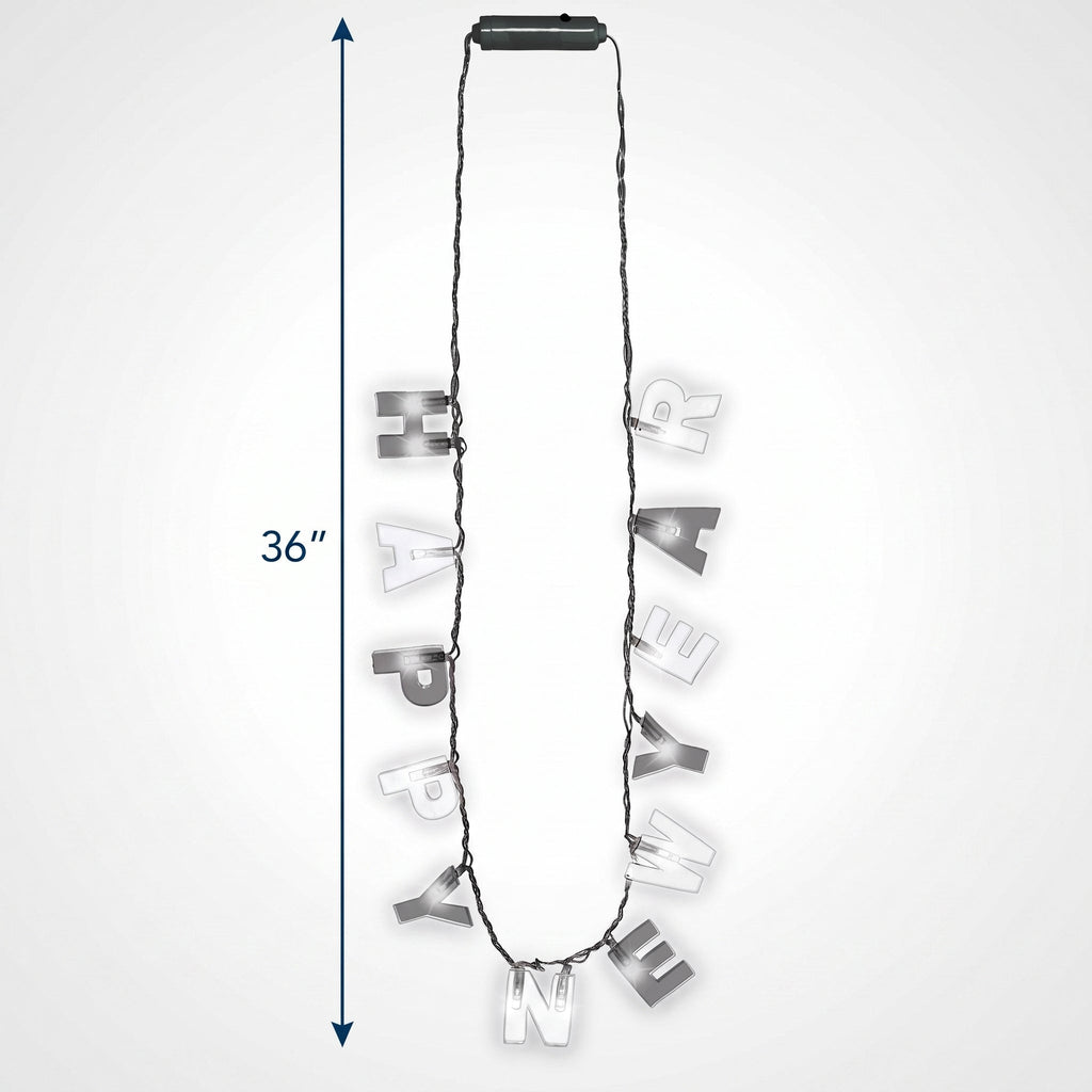 "Happy New Year" Light-Up Necklace - 36" Festive Wearable Accessory