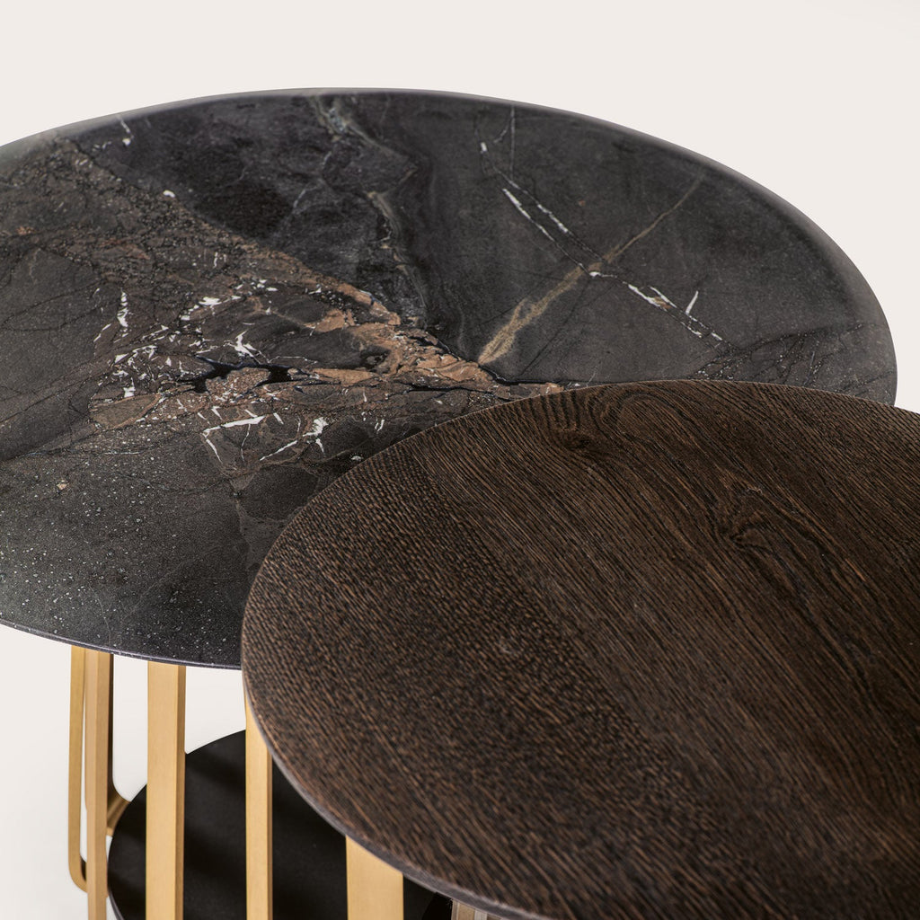 janua | bc 09 basket coffee table round | infinity stone + brass base