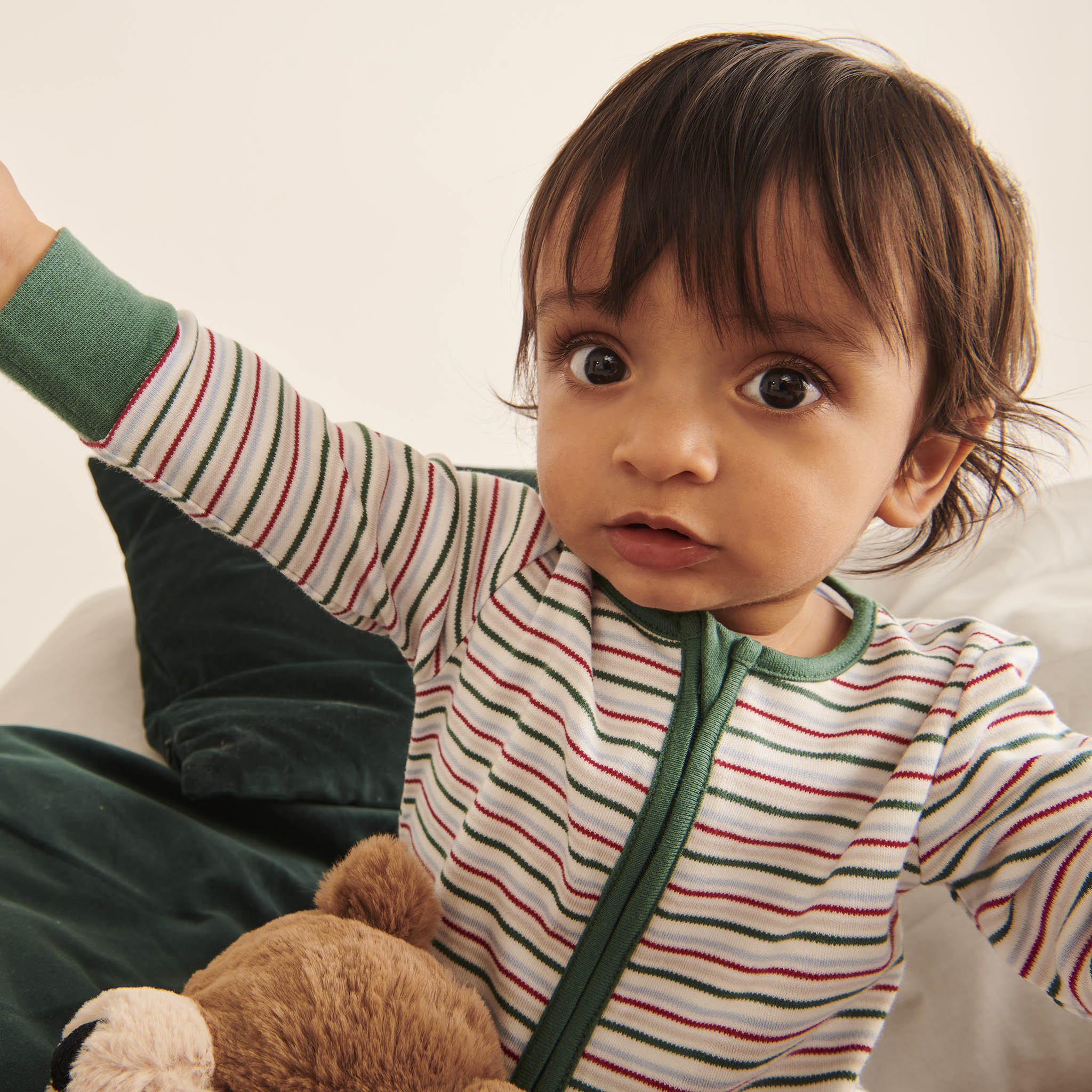 Festive Stripe Zip-Up Sleepsuit & Stocking Set