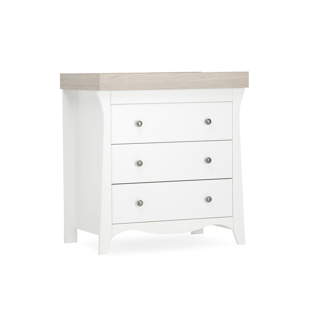 CuddleCo Clara 2 Piece Set 3-Drawer Dresser + Cot Bed  - White/Ash