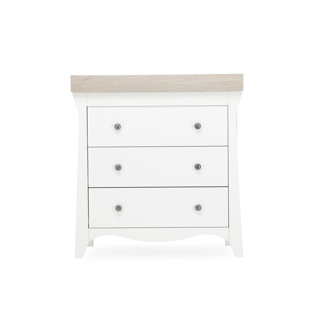 CuddleCo Clara 2 Piece Set 3-Drawer Dresser + Cot Bed  - White/Ash