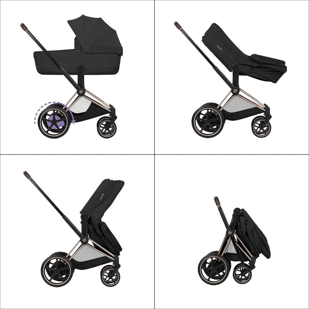 CYBEX e-PRIAM Pushchair & Fold Cot - Comfort - Cozy Beige/Black