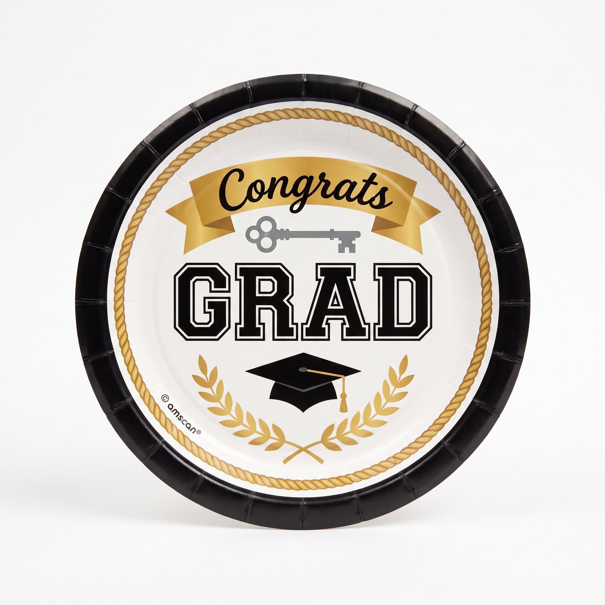 "Congrats Grad" 7-Inch Round Paper Plates - 50 Pack
