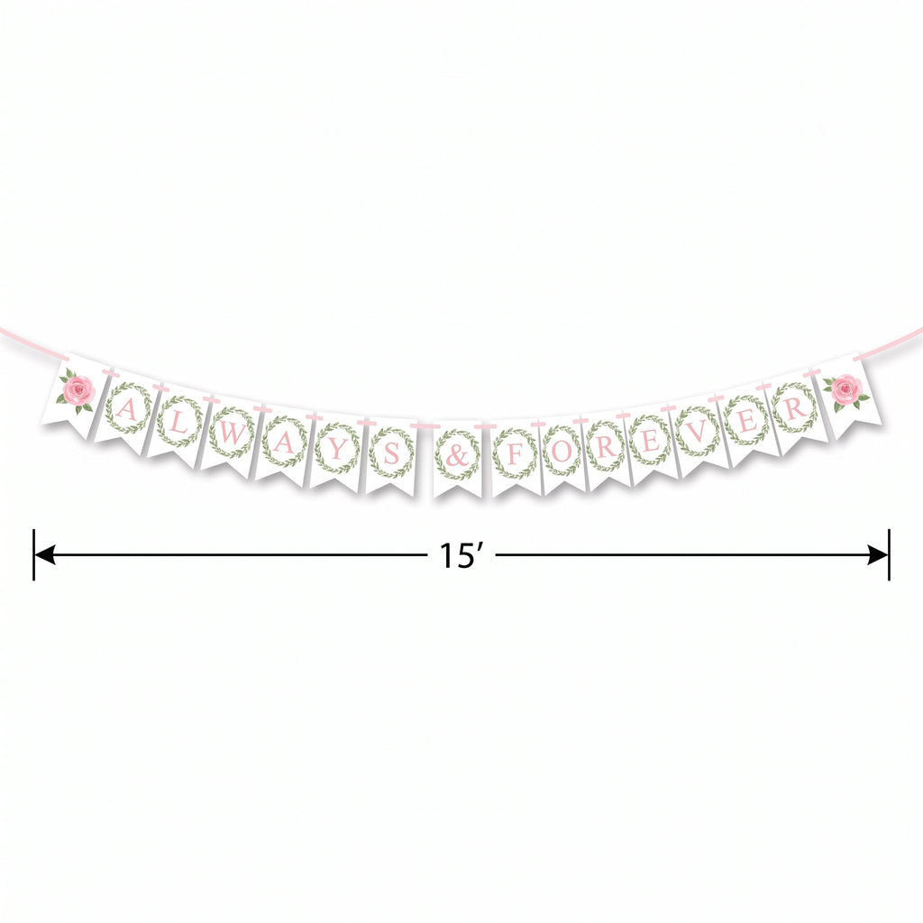"Always & Forever" Floral Pennant Banner for Weddings