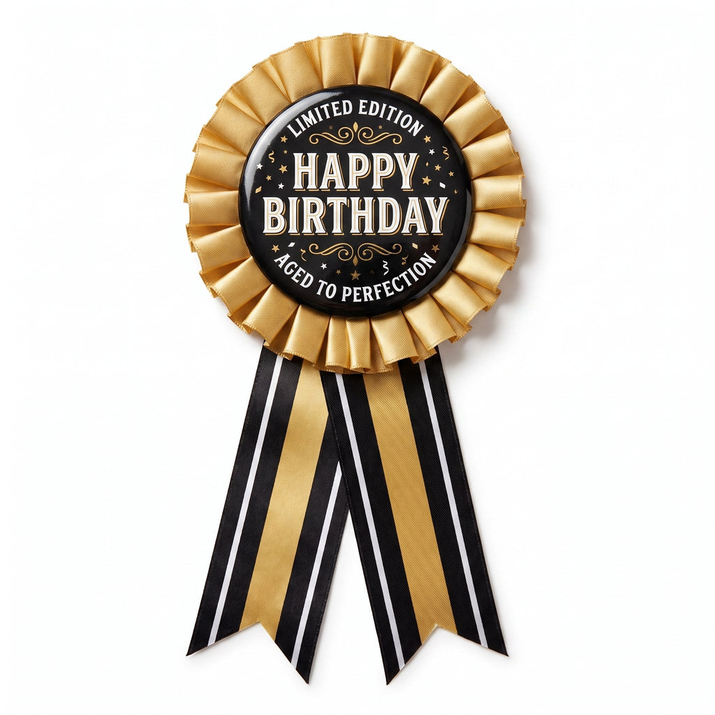 "Better with Age" Birthday Award Ribbon - Black/Gold