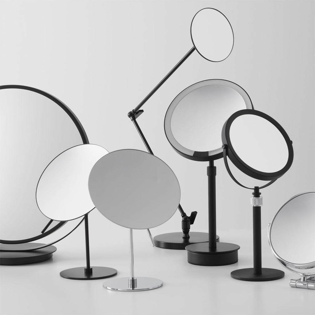 decor walther | BASIC series | illuminated table mirror | matte black 7x magnification