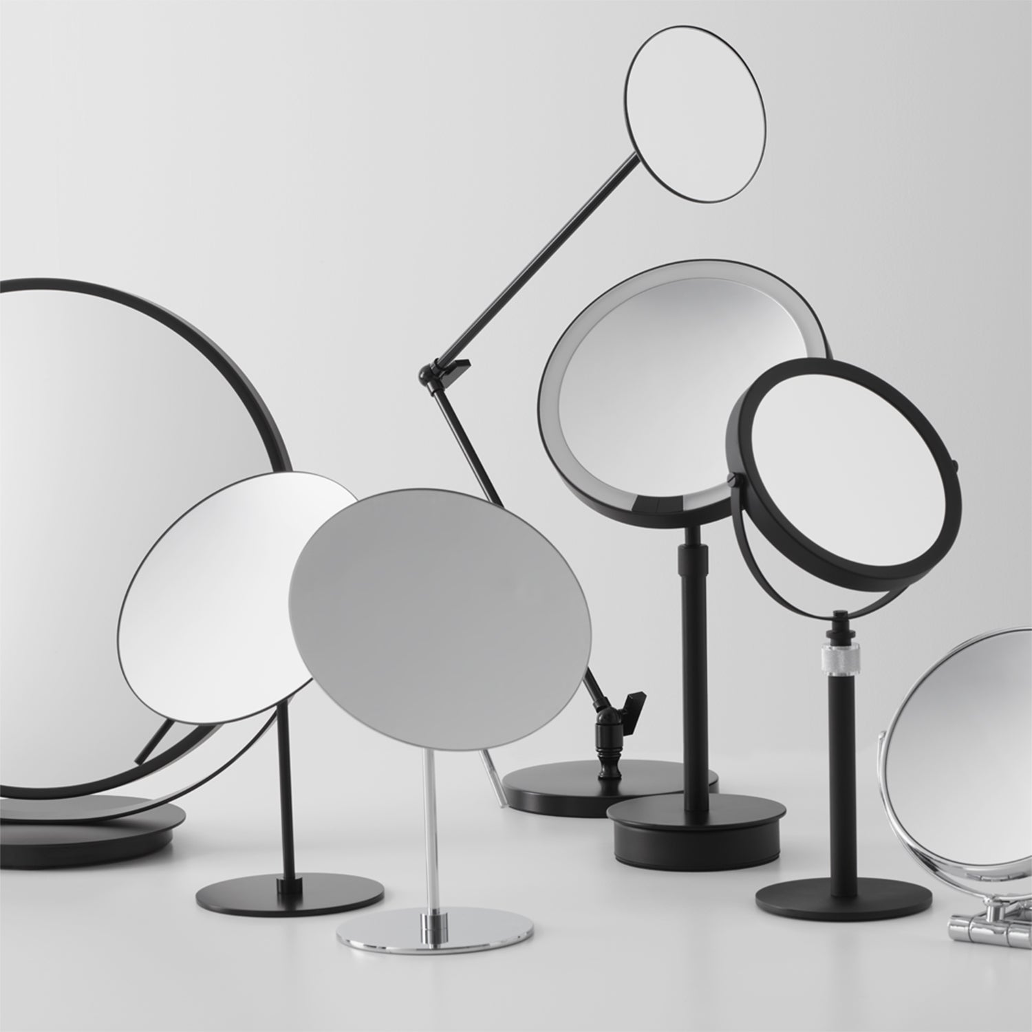 decor walther | BASIC series | illuminated table mirror | matte black 7x magnification