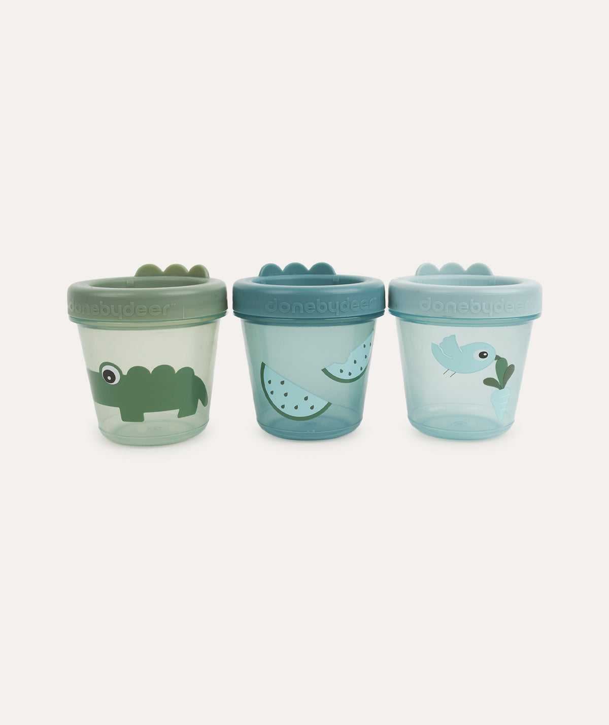 Done By Deer Baby Food Container 3pack - Croco Green