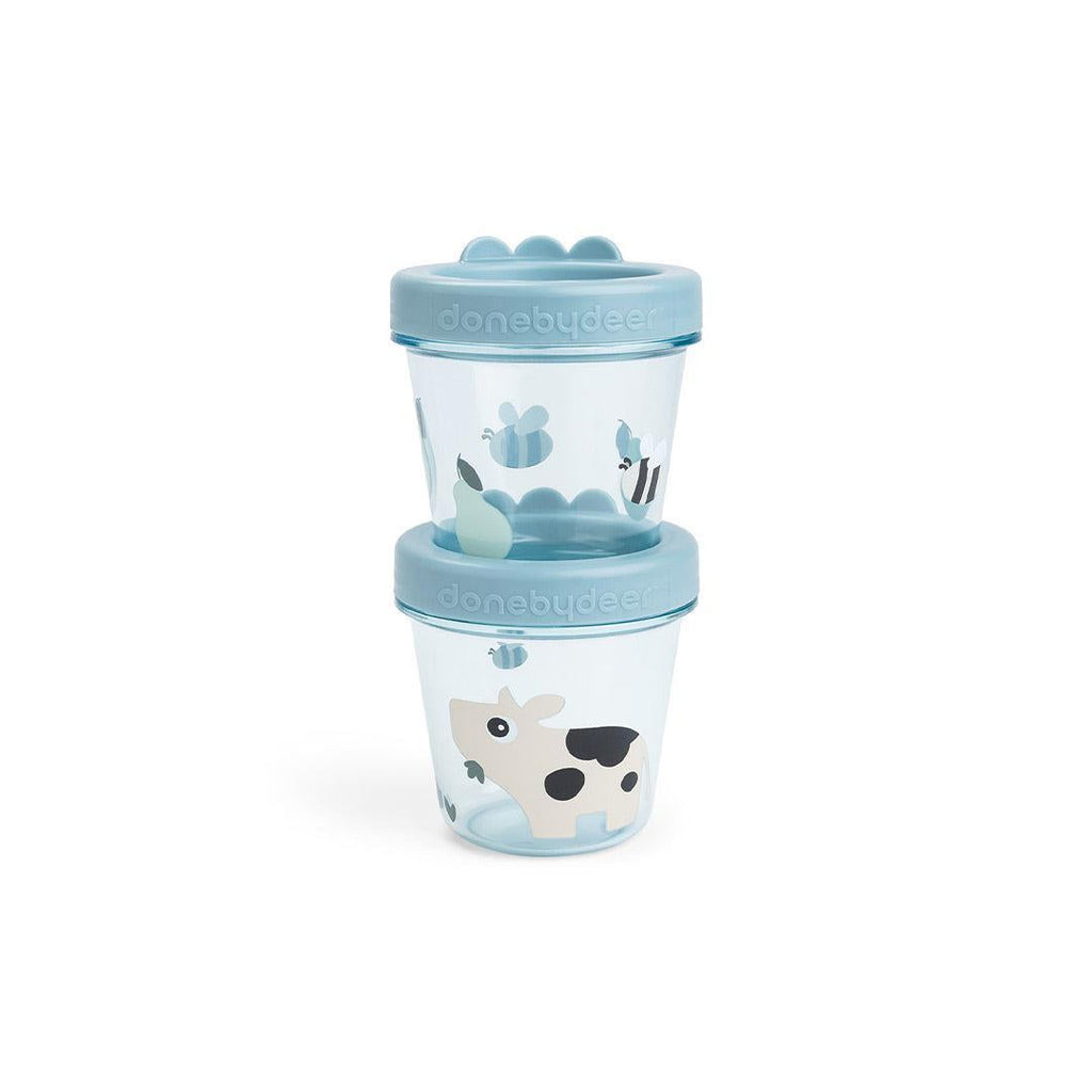 Done By Deer Baby Food Container 2 Pack - Tiny Farm Blue