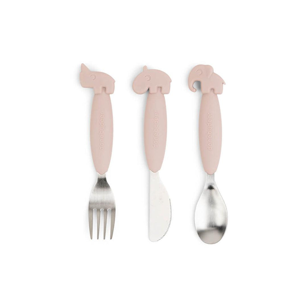 Done by Deer Easy-Grip Cutlery Set - Powder - Deer Friends