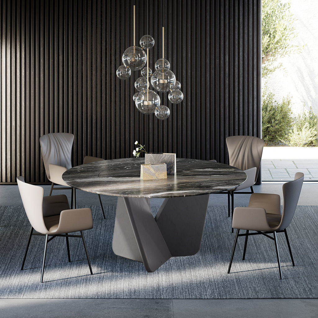 draenert | dexter chair | swivel base | black leather + charmelle cloud 55