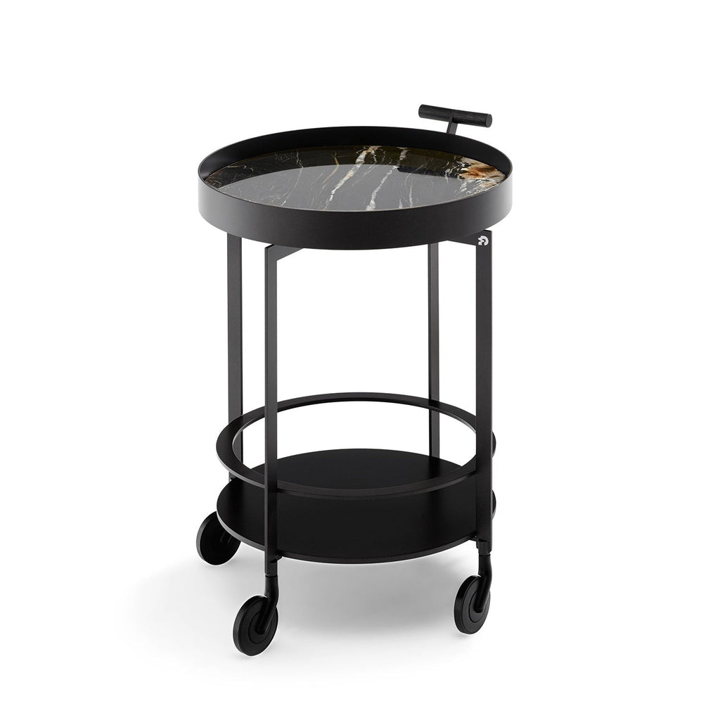 draenert | day bar trolley | belvedere leathered stone + black frame