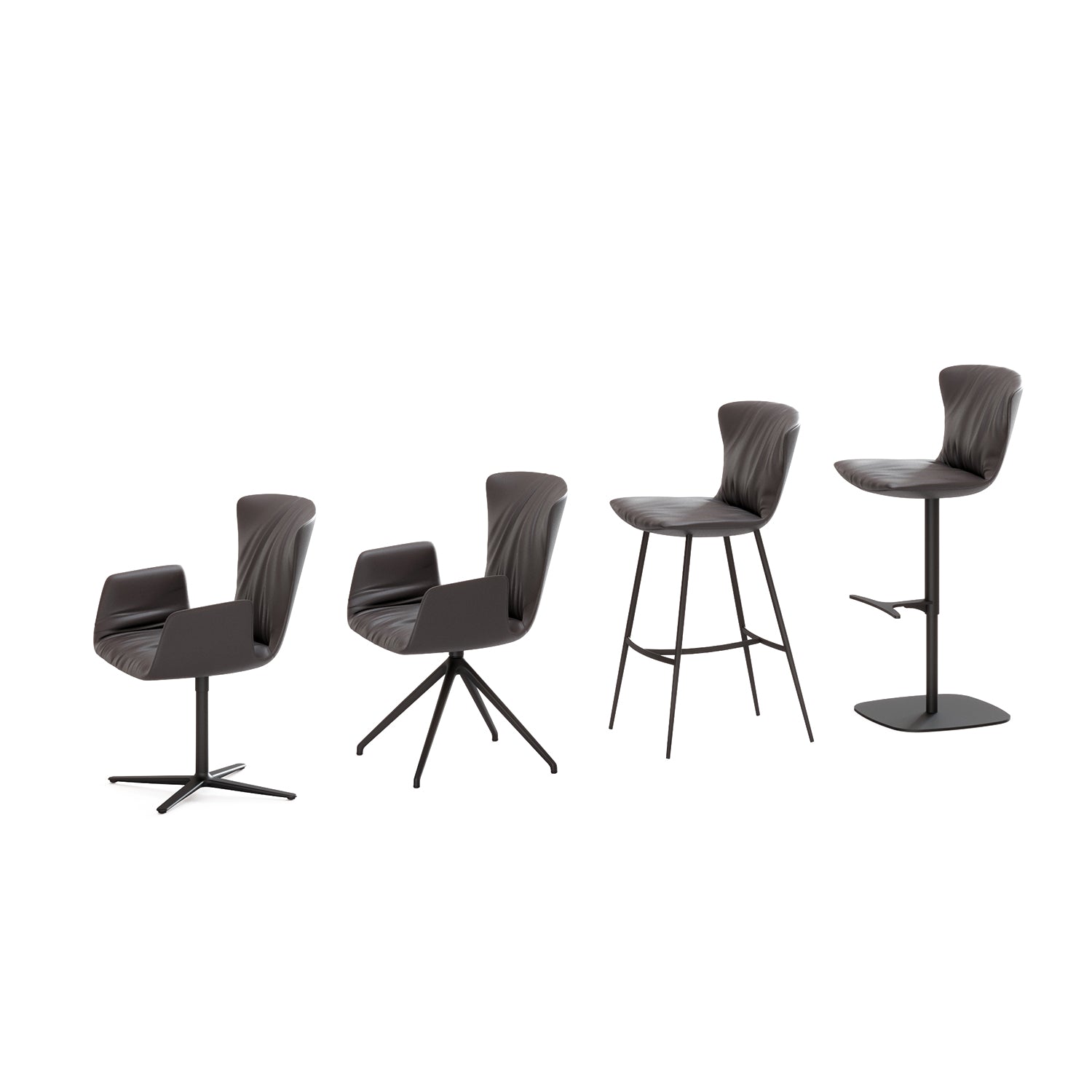 draenert | dexter chair | swivel base | black leather + charmelle cloud 55