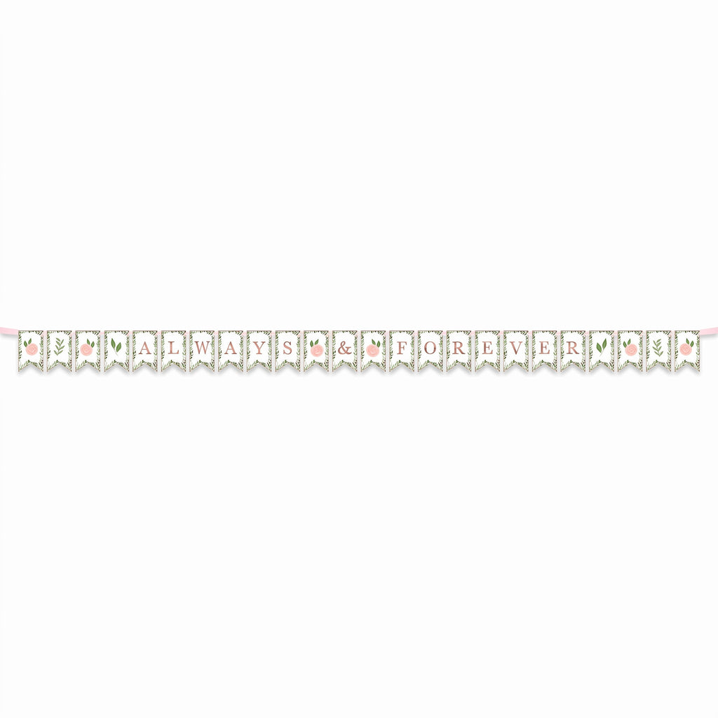 "Always & Forever" Floral Pennant Banner for Weddings
